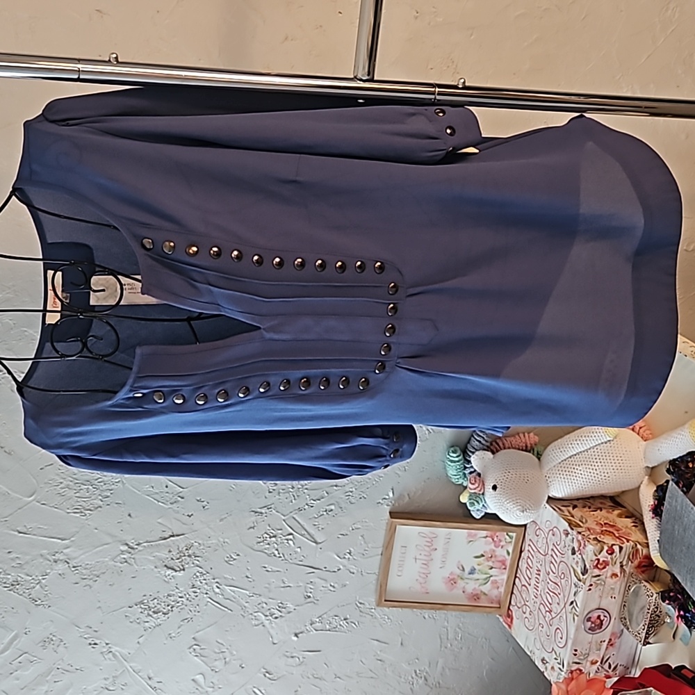NWT Pomelo sheer top with metal accents. Size L.